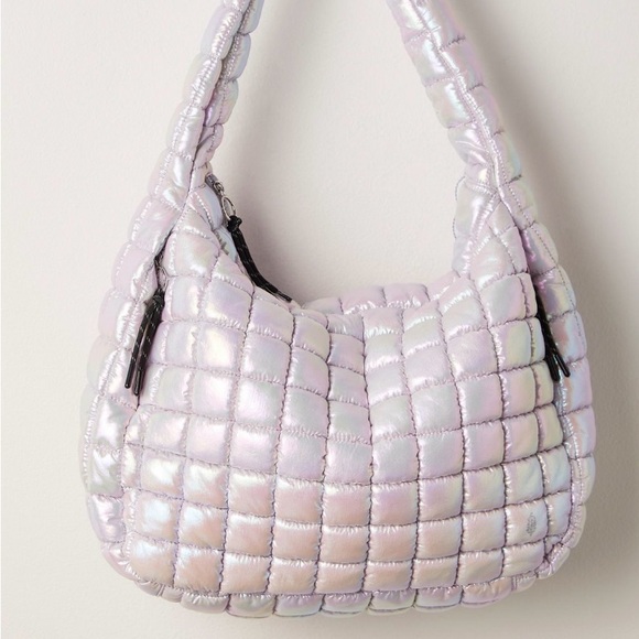 Free People Iridescent Quilted Carryall Tote Bag Abalone Limited Edition - Picture 2 of 5